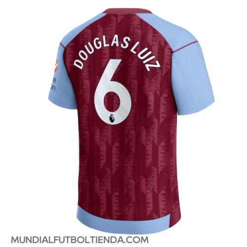 Camiseta Aston Villa Douglas Luiz #6 Primera Equipación Replica 2023-24 mangas cortas